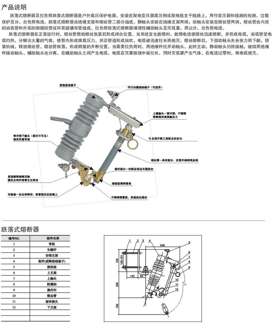 金华跌落式熔断器报价琪诺电力器材