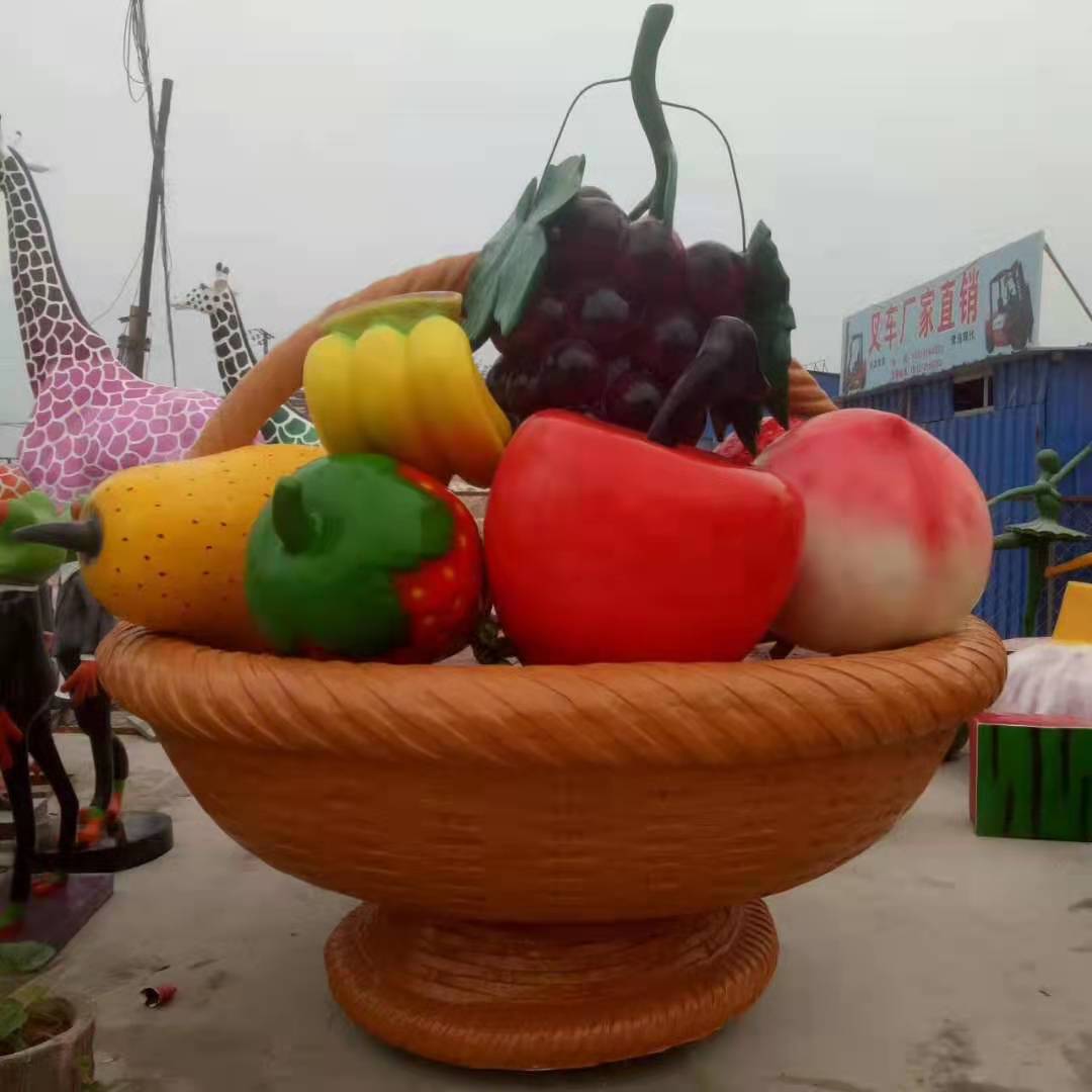 瓜果蔬菜景观雕塑公司 花篮雕塑供应商 适用各种景观
