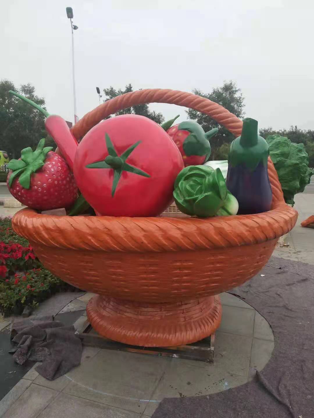 蔬菜雕塑供货商 广场花篮雕塑厂家 设计精美